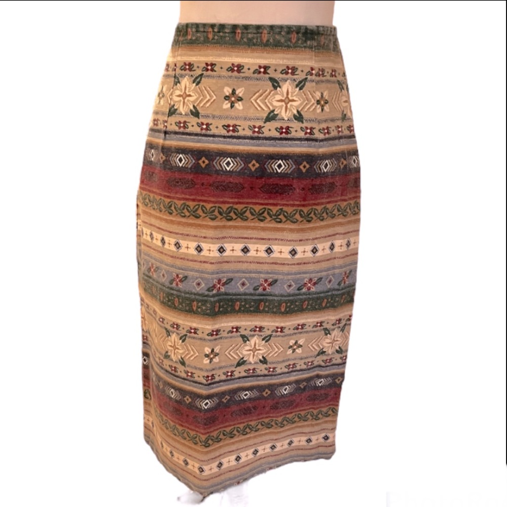 Vintage 80’s Stuffed Shirt Wrap Denim Geometric Design Skirt